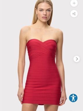 Herve Leger Strapless Red Bandage Mini Dress